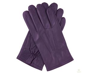 Dents Men's Genuine Full Grain Leather Gloves 3 Point Stitch - Purple