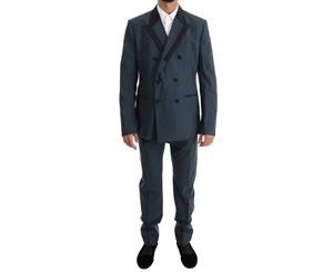 Dolce & Gabbana Blue Wool Double Breasted 3 Piece Suit