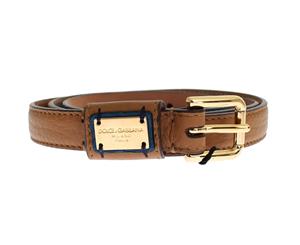 Dolce & Gabbana Brown Leather Gold Buckle Logo Waist Belt