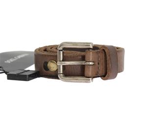 Dolce & Gabbana Brown Leather Silver Buckle Studded Belt