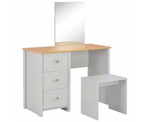 Dressing Table with Mirror and Stool Grey 3 Drawers Makeup Vanity Set