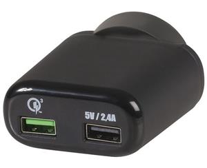 Dual USB Mains Adaptor with Single Qualcomm Quick Charge 3.0