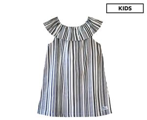 Dukes & Duchesses Kids' Stripe Ruffle Dress - Black/White
