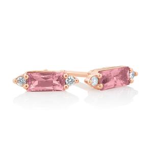 Earrings with Diamonds & Pink Tourmaline in 10ct Rose Gold