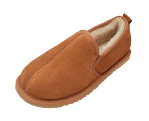 Eastern Counties Leather Mens Sheepskin Lined Hard Sole Slippers (Chestnut) - EL168
