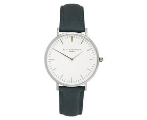 Elie Beaumont Women's 38mm Large Oxford leather Watch - Blue/White/Silver