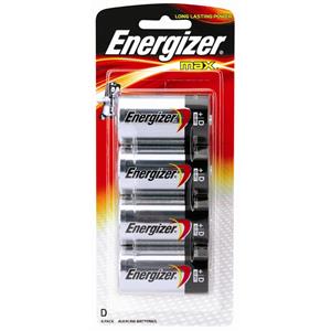 Energizer Max D Alkaline Batteries - 4 Pack