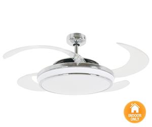 Fanaway Evo1 Prevail Chrome Ceiling Fan with Clear Retractable Blades and LED Light