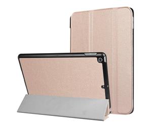 For iPad 20182017 9.7in CaseKarst Textured 3-fold Leather CoverRose Gold