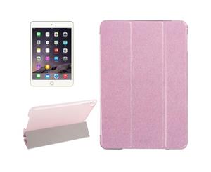 For iPad Mini 4 CaseModern Silk Textured 3-fold Leather Folio CoverPink
