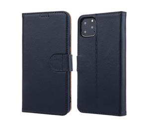 For iPhone 11 Pro Case Cowhide Genuine Leather Wallet Protective Cover Navy