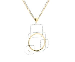 Fraboso(R) Sterling Silver two tone plated geometric duo chain necklace