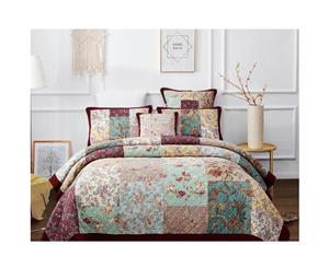French Country Patchwork Bed Quilt DRAMATIC FLORAL Throw Coverlet New