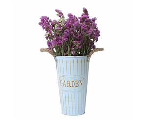 French Style Galvanized Flower Bucket with Hemp Rope Handle Rustic Wedding Dcor Vase-30cm high