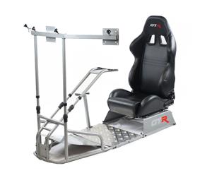 GTR Simulator - GTSF Model with Real Racing Seat Driving Simulator Cockpit with Gear Shifter Mount and Large Triple or Single Monitor Mount