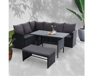 Gardeon Outdoor Dining Set Sofa Set Outdoor Furniture Setiing Lounge Bench Wicker 8 Seater Black