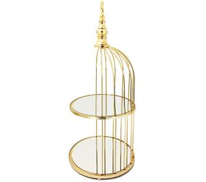 Glamorous Gold Bird Cage 2 Tier Cake Stand