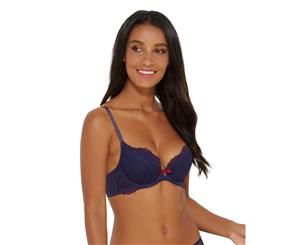 Gossard 7711 Superboost Lace Embroidered Padded Underwired Padded Bra - Eclipse Blue