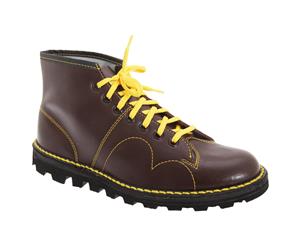 Grafters Mens Original Coated Leather Retro Monkey Boots (Wine) - DF107