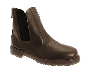 Grafters Mens Pull On Leather Twin Gusset Dealer Boots (Dark Brown) - DF105
