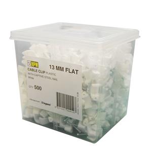 HPM 13mm White Flat Cable Clips - 500PK
