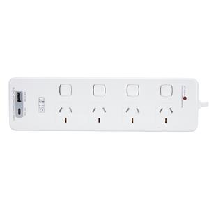 HPM 4 Outlet Surge Protected Powerboard With A And C USB Ports