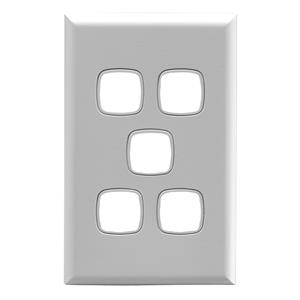 HPM EXCEL 5 Gang Coverplate - White