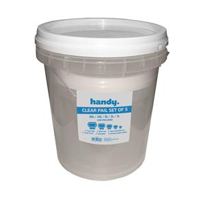 Handy Pail Clear Food Grade Pails With Lids - 5 Pack