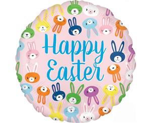 Happy Easter Cute Bunny Faces Foil Balloon 45cm Approx