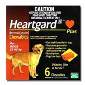Heartgard 30 Plus Chewables for dogs 23-45kg (Brown) 6 pack