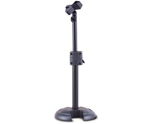 Hercules Short Straight Microphone Stand H-Base Foldable Holder w/ Flip Clip