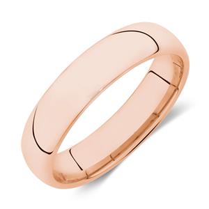 High Domed Wedding Band in 10ct Rose Gold