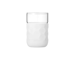 Honeycomb Anti-skid Glass with Silicone Sleeve 250ml in White