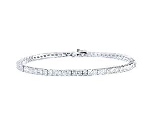 Iced Out 925 Sterling Silver Bracelet - TENNIS Baguettes 4mm - Silver