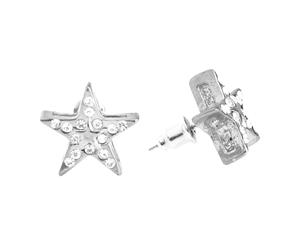 Iced Out Bling Hip Hop Earrings - SUPER STAR 12mm - Silver