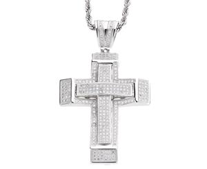 Iced Out Bling MICRO PAVE Pendant - LA CROSS - Silver