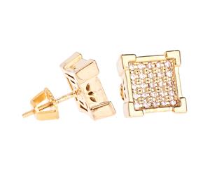 Iced Out Bling Micro Pave Earrings - KING 10mm gold - Gold