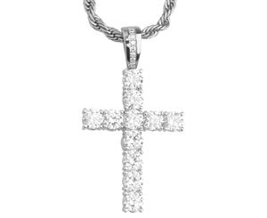 Iced Out Bling Tennis Pendant - Zirconia Cross silver - Silver