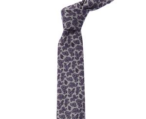 Ike Behar Blue & Grey Paisley Wool Tie