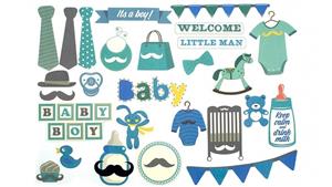 Instax Scrapbook Card Cut-Outs - Baby Boy