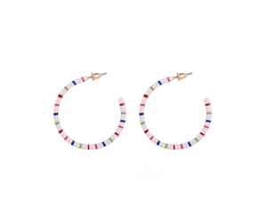 Jewelcity Sunkissed Womens/Ladies Dash Line Hoop Earrings (White) - JW972