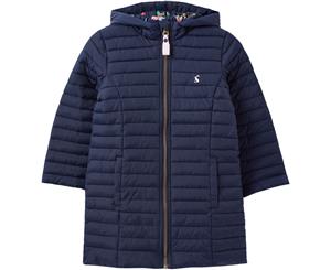 Joules Girls Longline Kinnaird Warm Padded Insulated Coat - French Navy