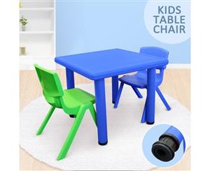 Kid's Adjustable Square Table Chair 3pc Set-1x Blue Table 1xGreen Chair 1xBlue Chair