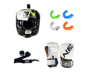 Kids Headgear Head Guard and MMA Boxing Gloves with Free Teeth Guard and Hand Wrap