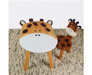 Kids Table Chair Set Giraffe Design Solid Wood Children Toddler Study Dining Des