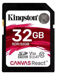 Kingston Canvas React (SDR/32GB) 32GB SDHC Class10 UHS-I U3 V30 Card