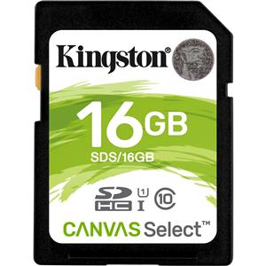 Kingston (SDS/16GB) 16GB SDHC Canvas Select 80R CL10 UHS-I / Repalcing SD10VG2/16GBFR