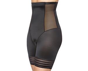 LaSculpte Women's Shapewear Tummy Control High Waist Mid Thigh Short with Stripe Mesh - Nude