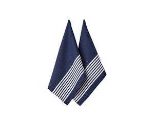 Ladelle Set of 2 Butcher Stripe Series II Navy Tea Towels