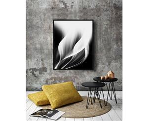 Large Abstract Canvas Print Elegant Black and White Giclee Printing - 80x100cm - Framed in Black Shadow Box
